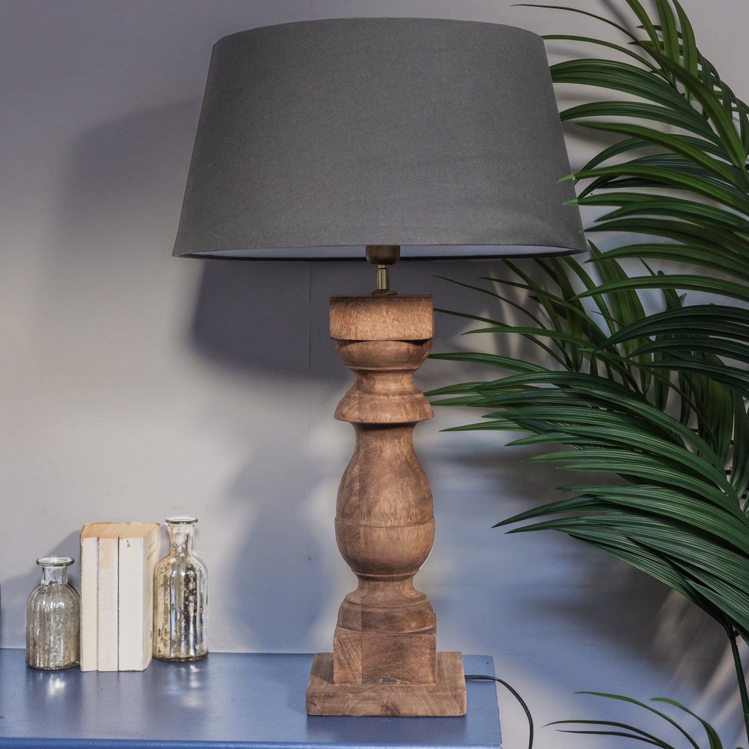 Weathered Wooden Block Table Lamp
