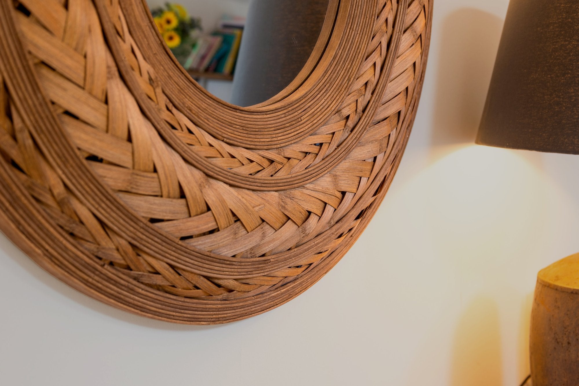 Woven Bamboo Round Wall Mirror
