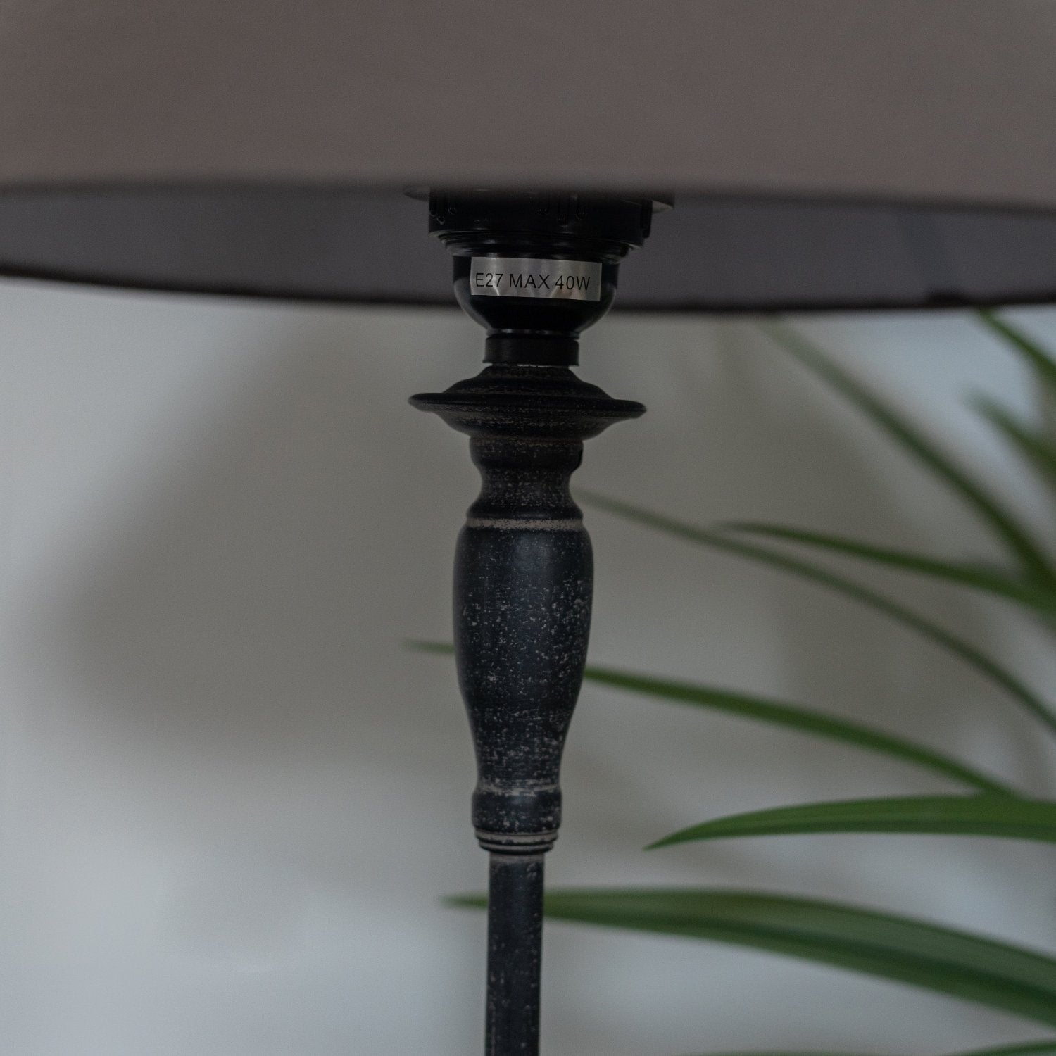 Black Spindle Bedside Lamp with Shade