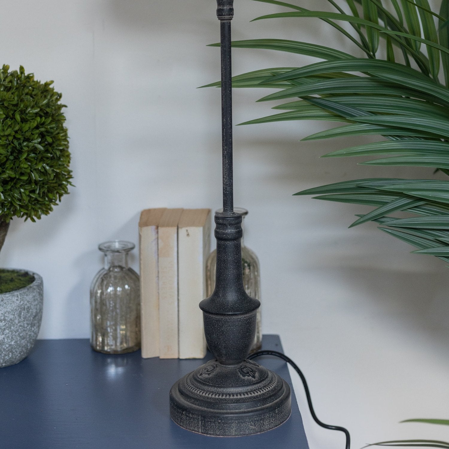 Black Spindle Bedside Lamp with Shade