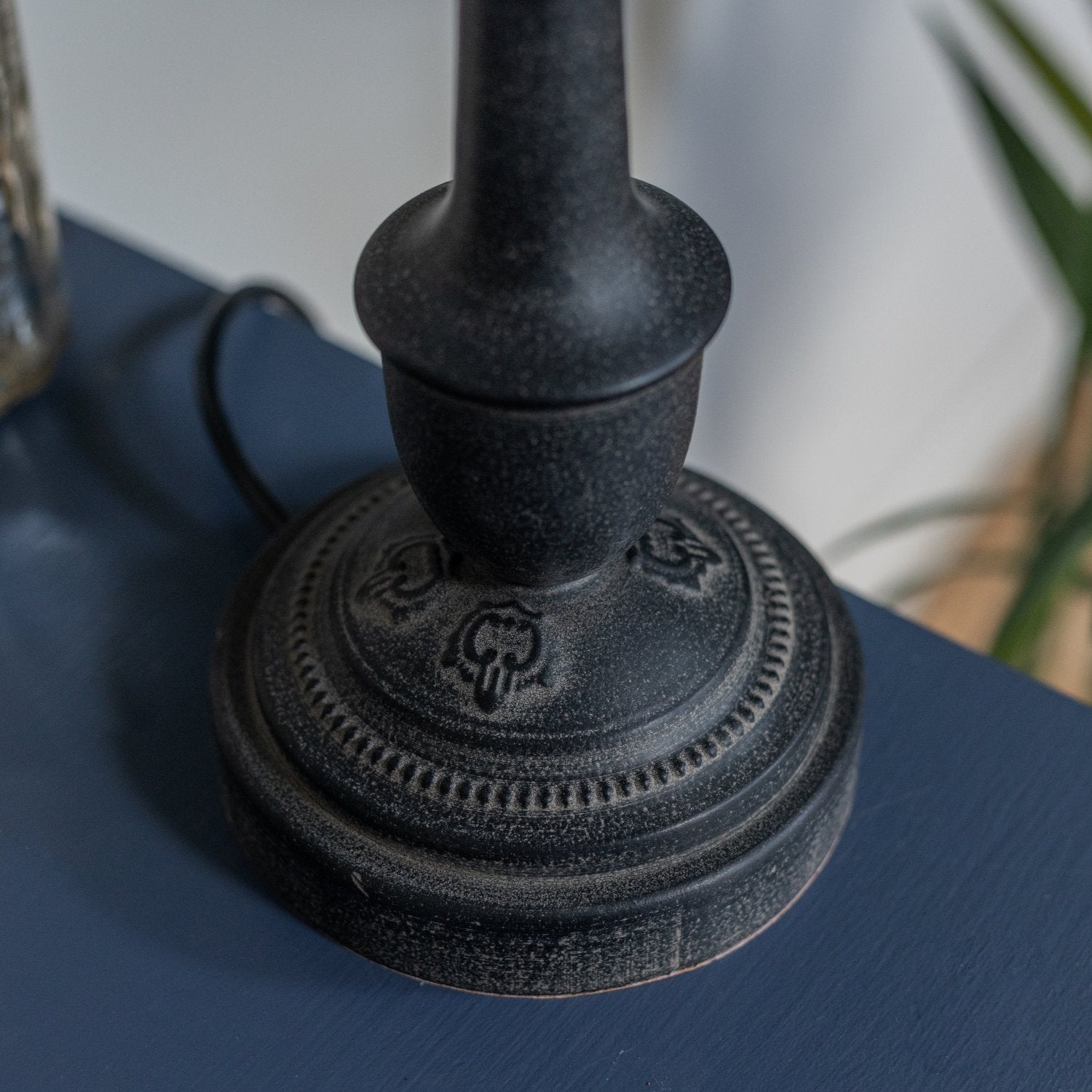 Black Spindle Bedside Lamp with Shade