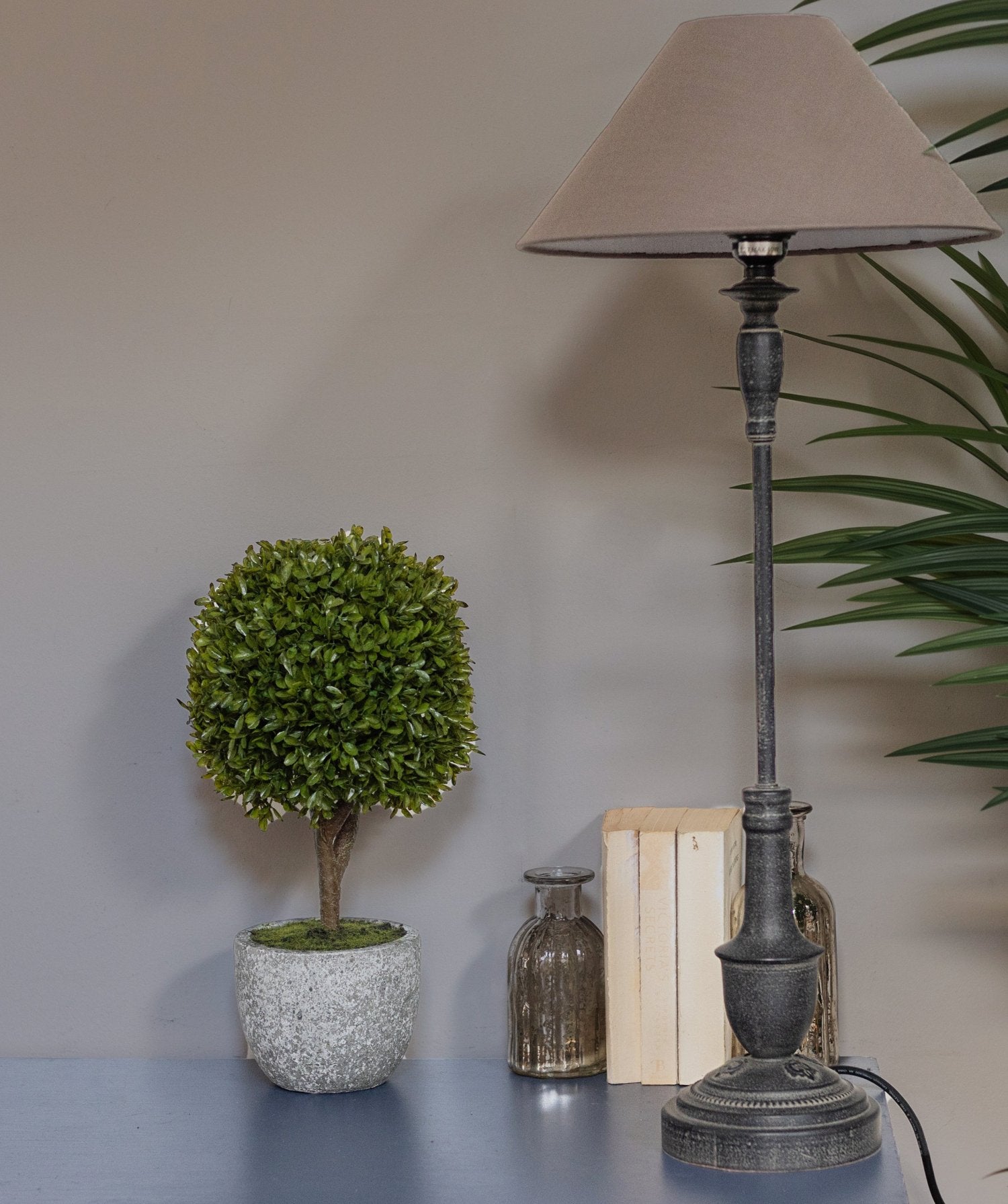 Black Spindle Bedside Lamp with Shade