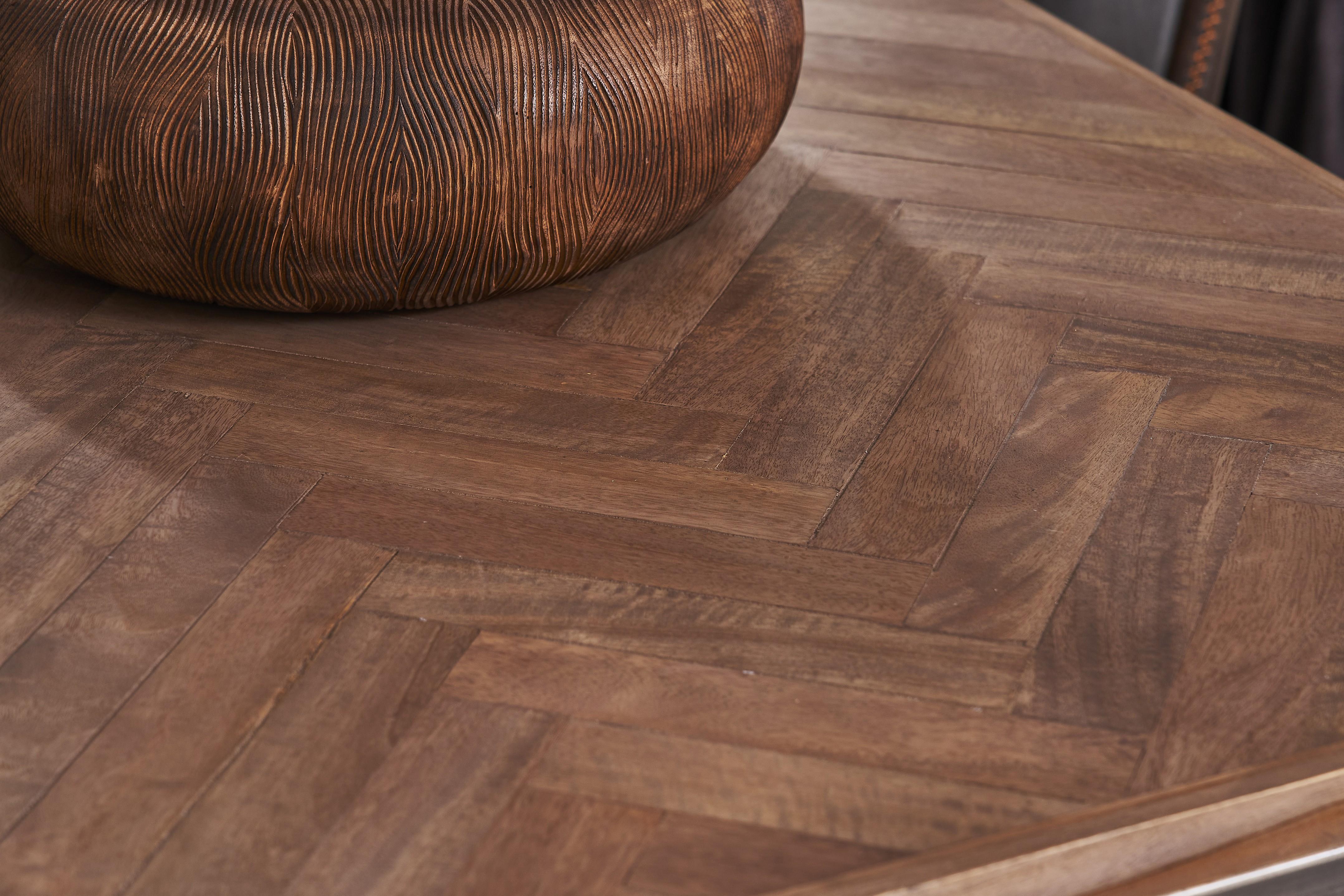 Chevron Mango Wood and Gunmetal Dining Table 140cm - The Orchard Home and Gifts