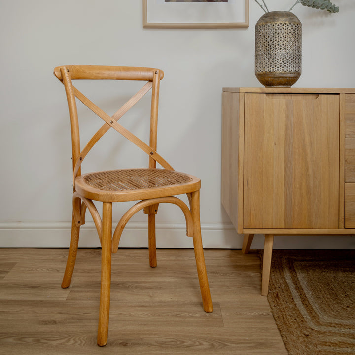 Gainsborough Brown X-back Dining Chair with Rattan Seat