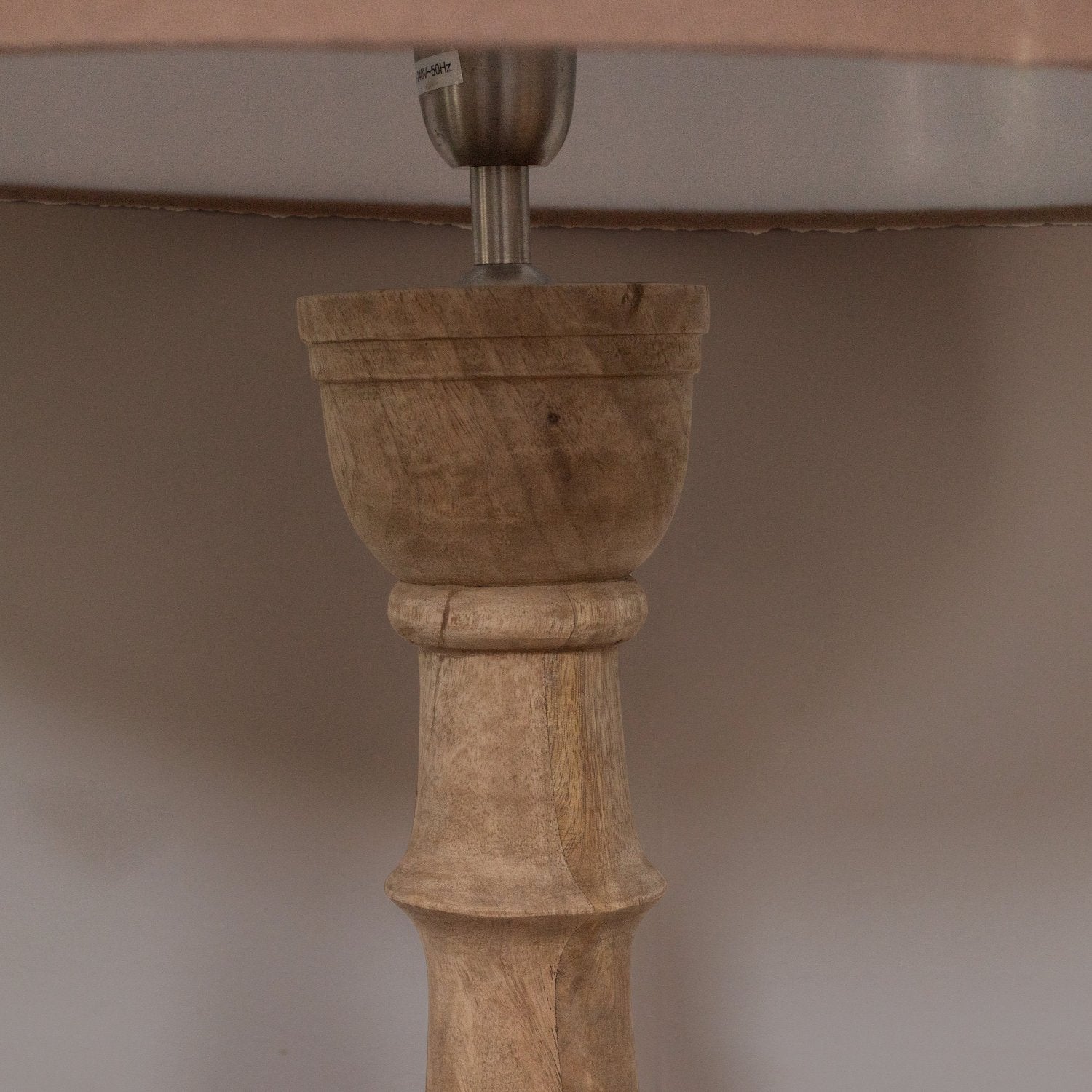 Tall Carved Mango Wood Floor Lamp with Shade