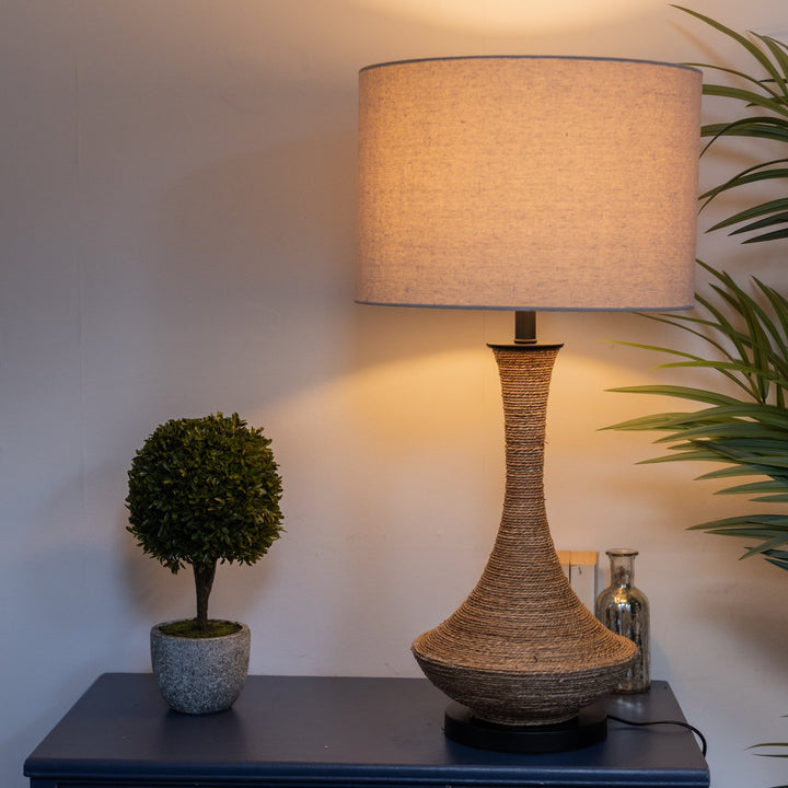 Natural Rope Table Lamp with Linen Shade