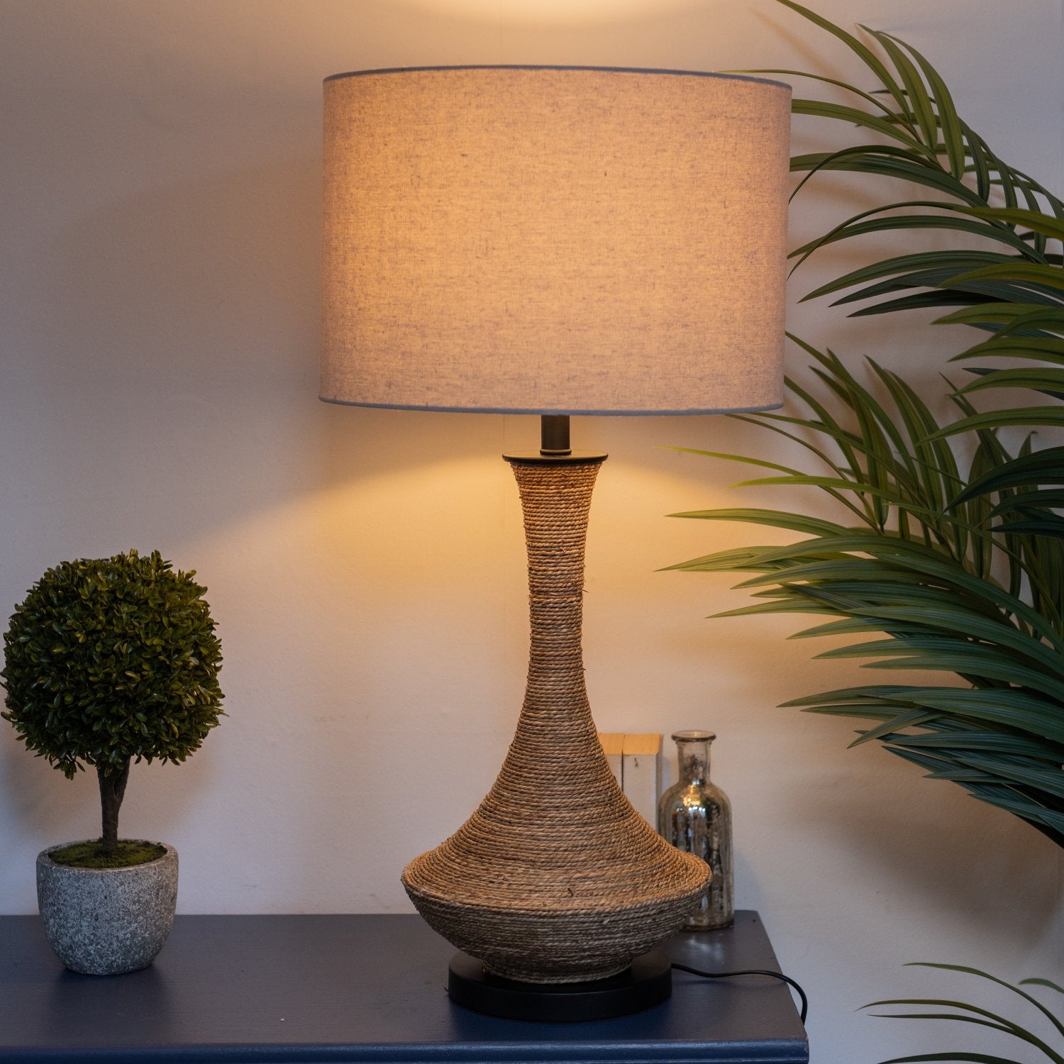 Natural Rope Table Lamp with Linen Shade