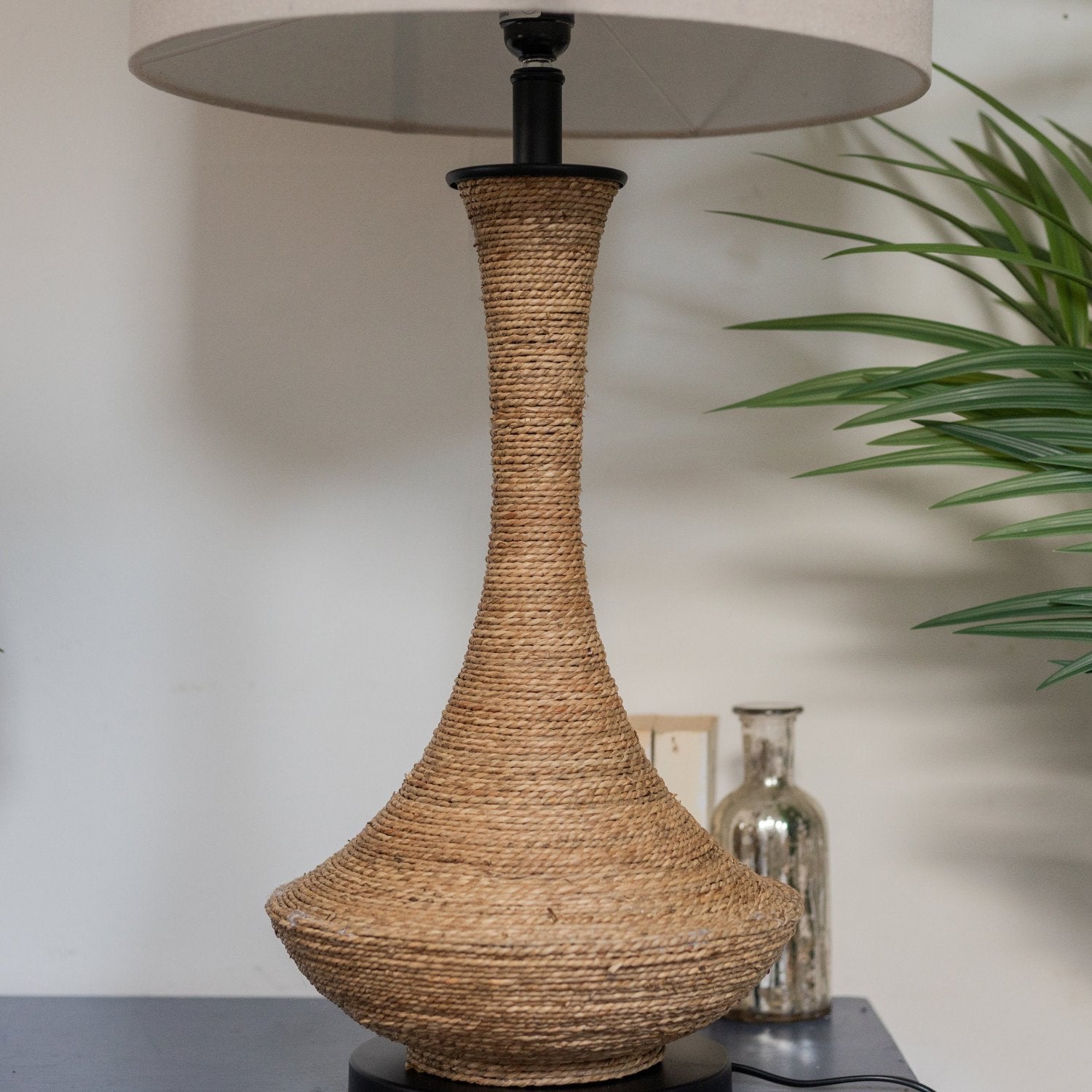Natural Rope Table Lamp with Linen Shade