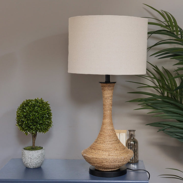 Natural Rope Table Lamp with Linen Shade