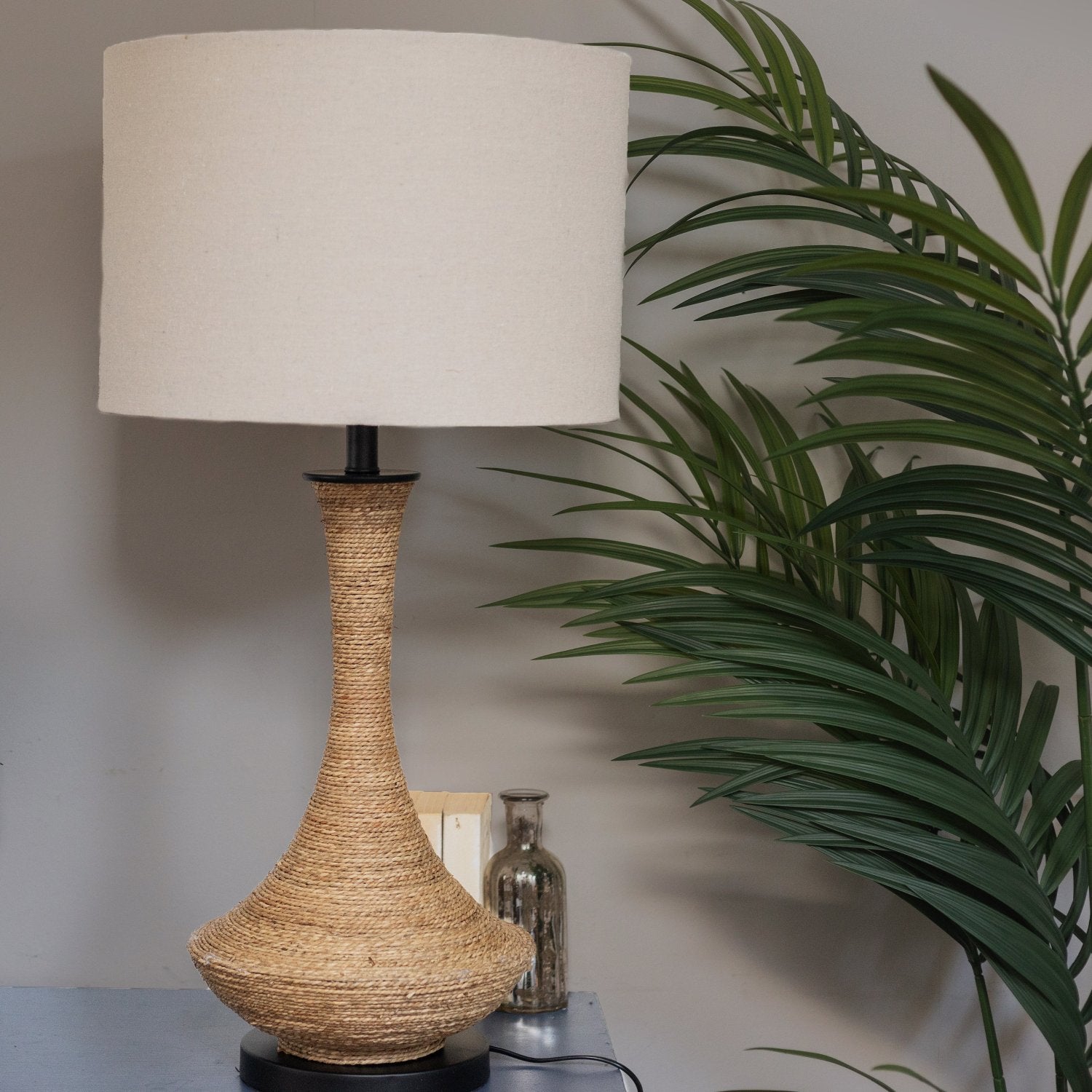 Natural Rope Table Lamp with Linen Shade