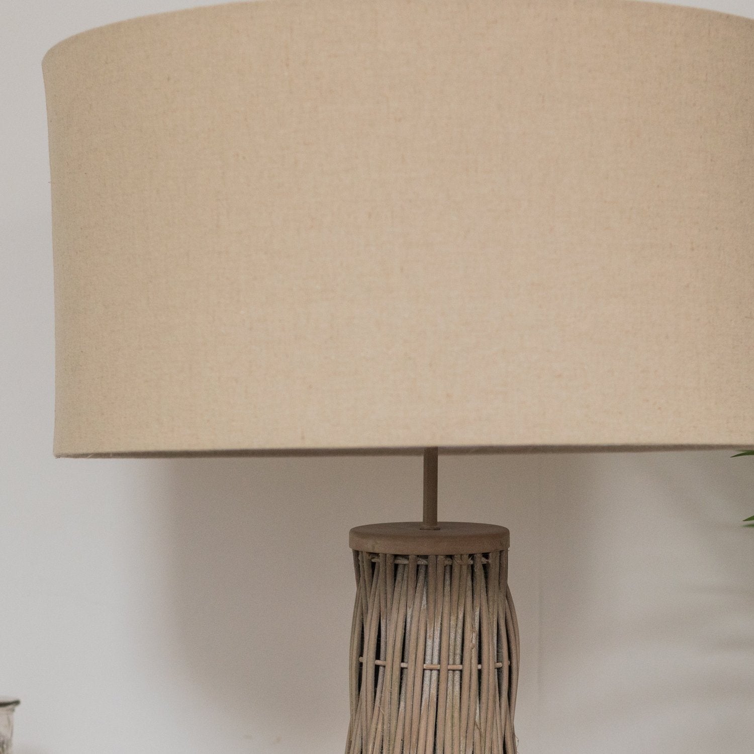 Woven Bamboo Tapered Floor Lamp with Linen Shade