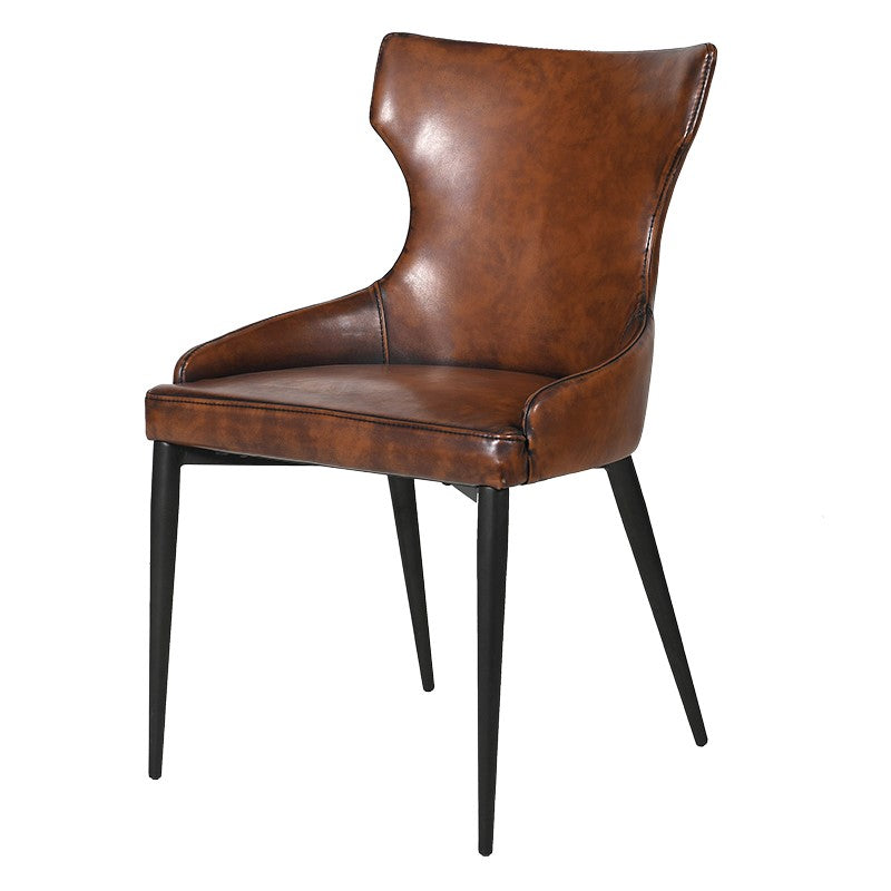Vintage Faux Brown Leather Dining Chair