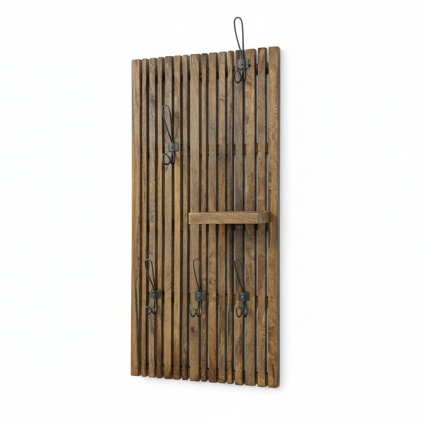Wooden Hanging Coat and Key Rack