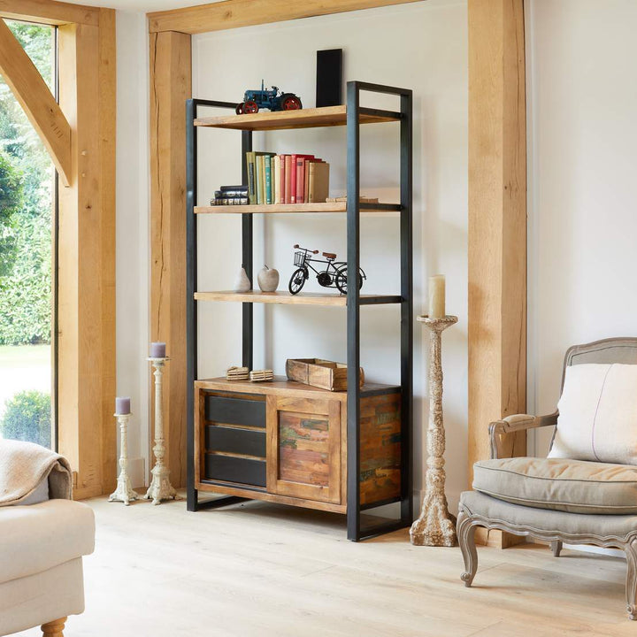 Shoreditch Open Bookcase With Storage Cupboard - The Orchard Home and Gifts