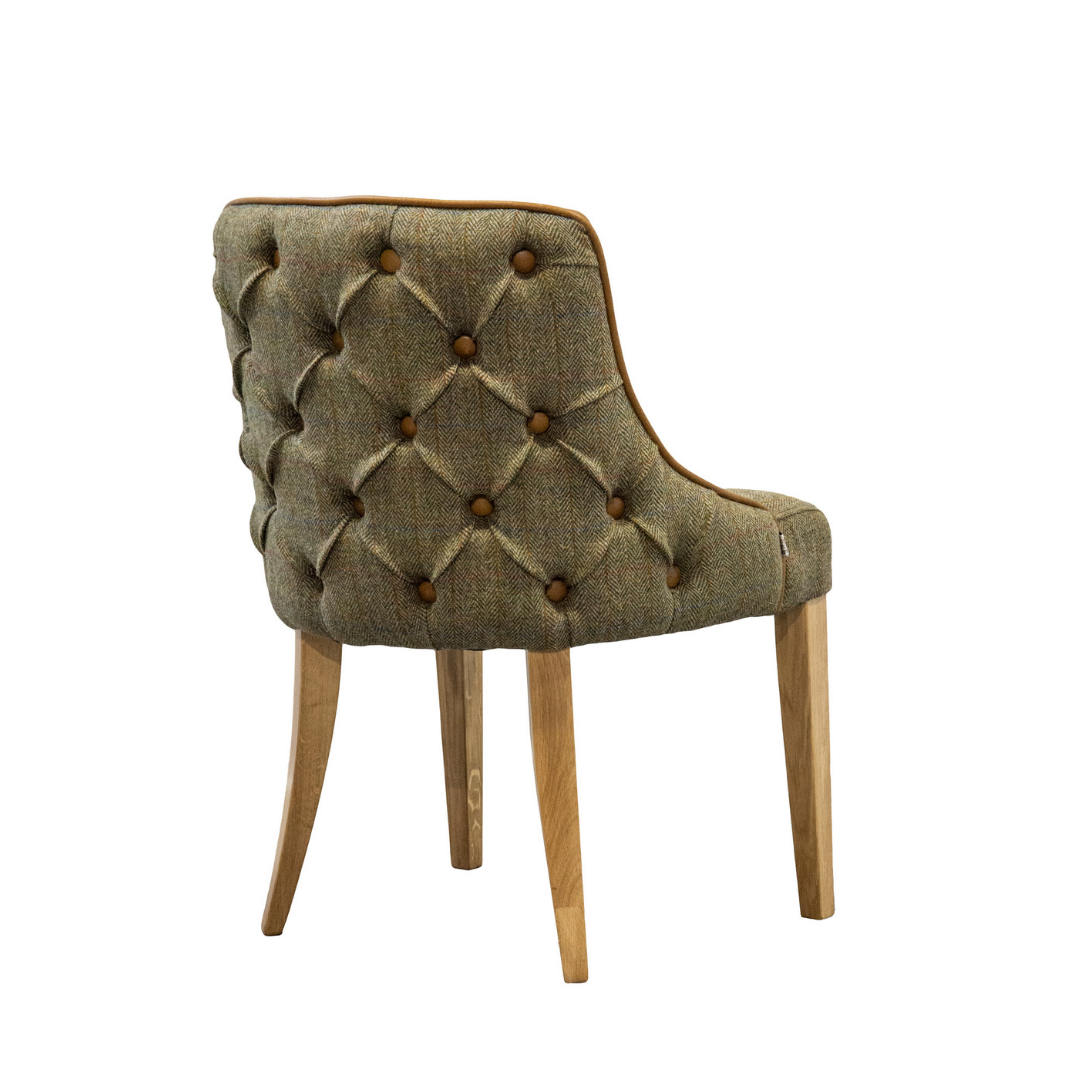Duke Gamekeeper Thorn Tweed and Brown Cerato Leather Dining Chair