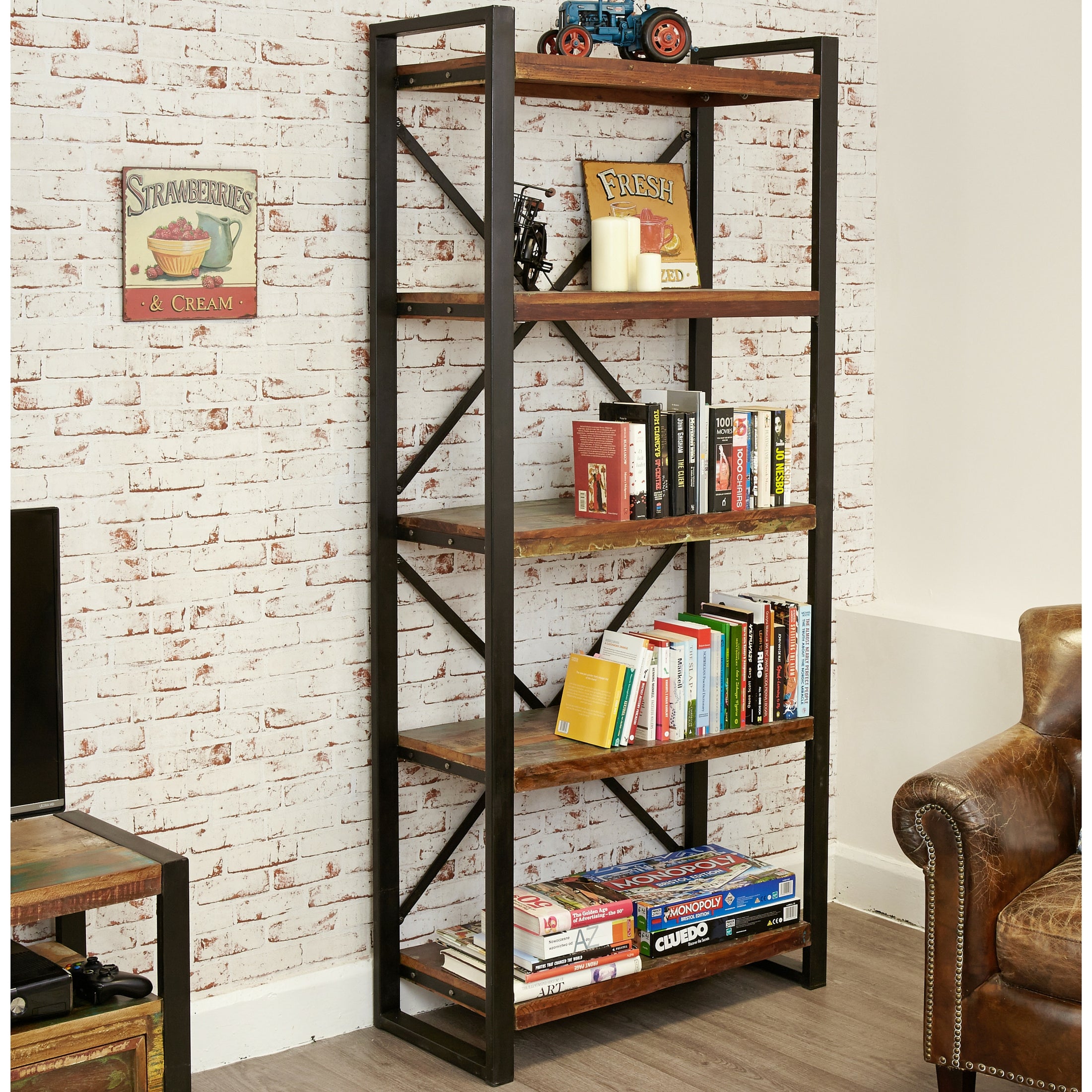 Shoreditch Large Five Shelf Open Bookcase - The Orchard Home and Gifts