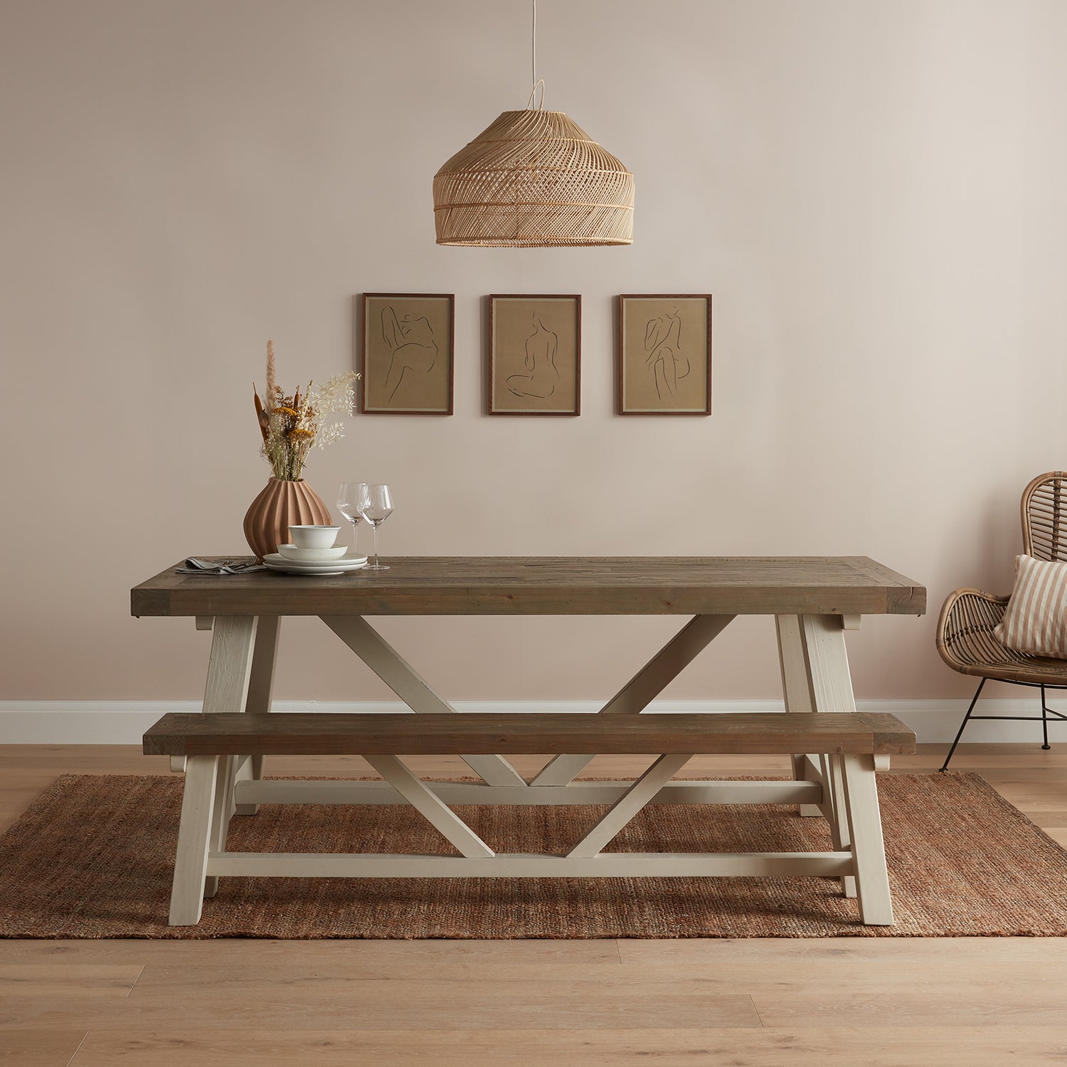 Tahoe Truffle Fixed Top Dining Table - 2m