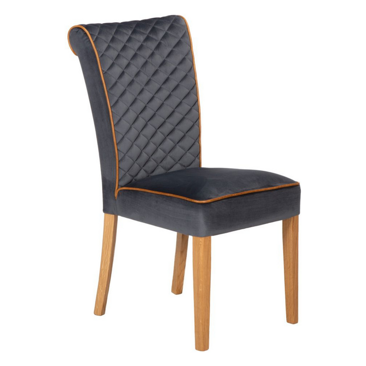 Trafford Dining Chair Opulence Charcoal and Brown Cerato Leather