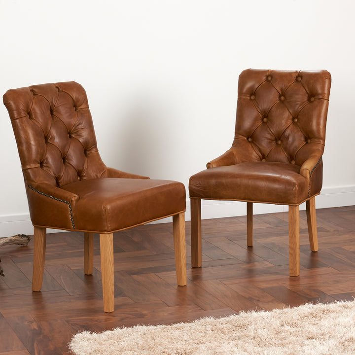 Brown Cerato Leather Castello Dining Chair