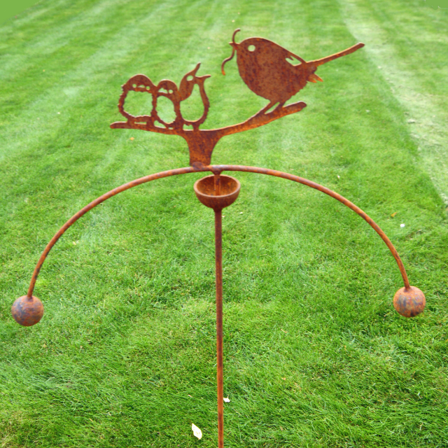 Birds Feeding Double Ball Wind Spinner/Rocker