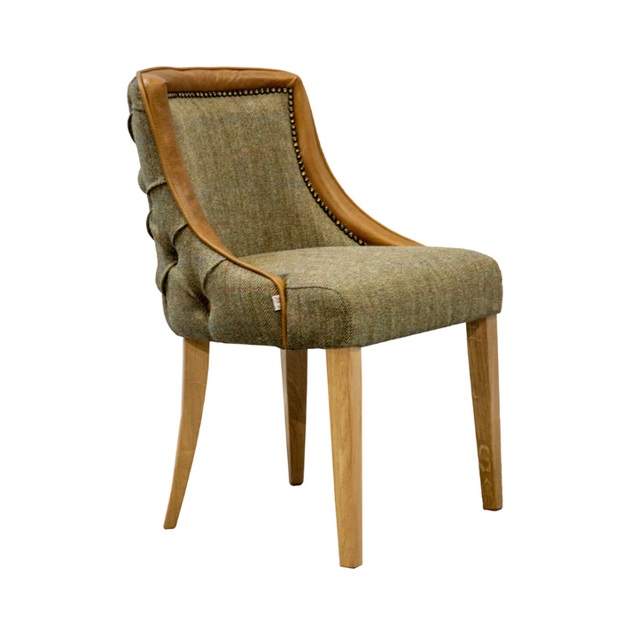 Duke Gamekeeper Thorn Tweed and Brown Cerato Leather Dining Chair