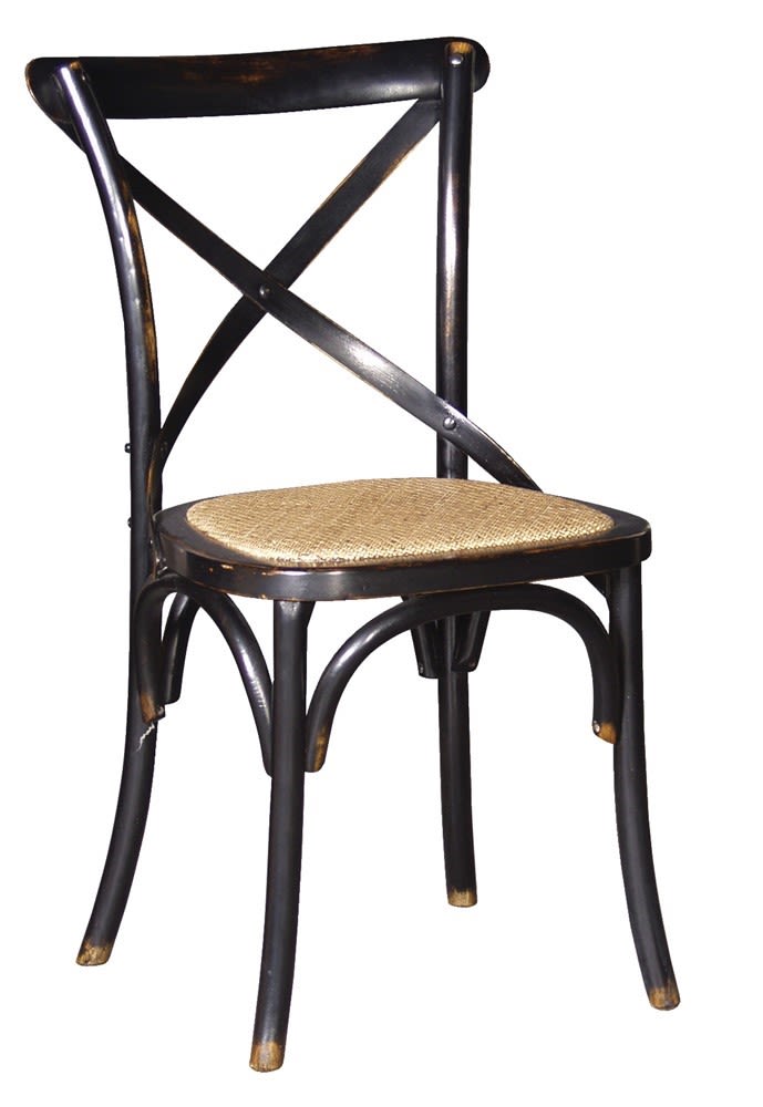 Black Aged X-back Dining Chair