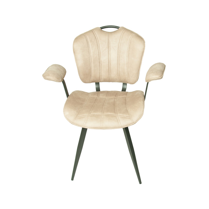 Austin Moleskin Oyster Cream Set of Two Carver Dining Chairs