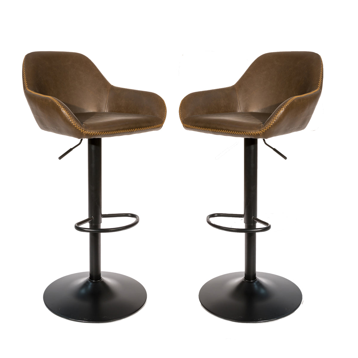 Baxter Chesnut Brown Gas Lift Set of Two Kitchen Bar Stools – The ...