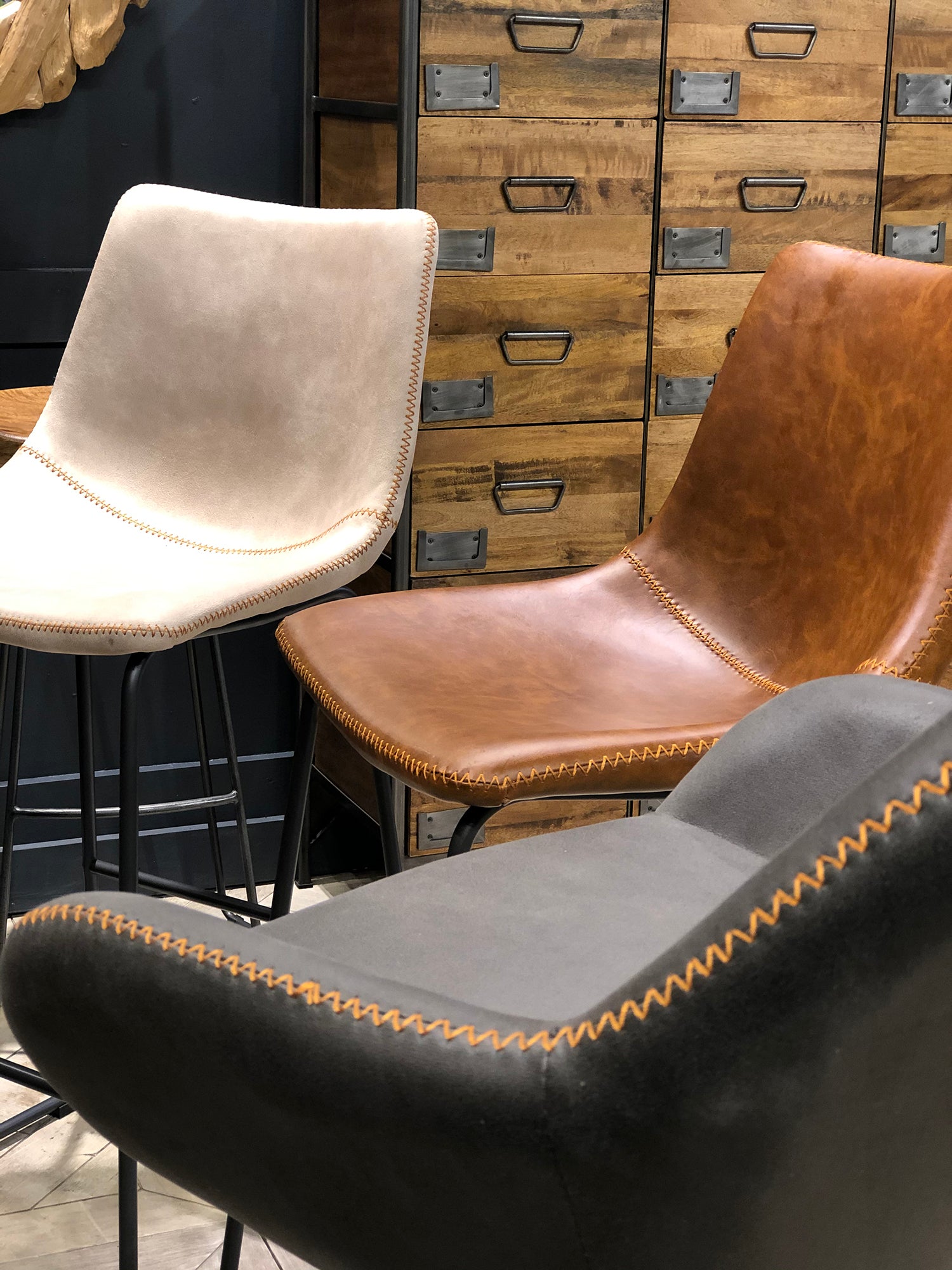 Baxter Grey Gas Lift Set of Two Kitchen Bar Stools