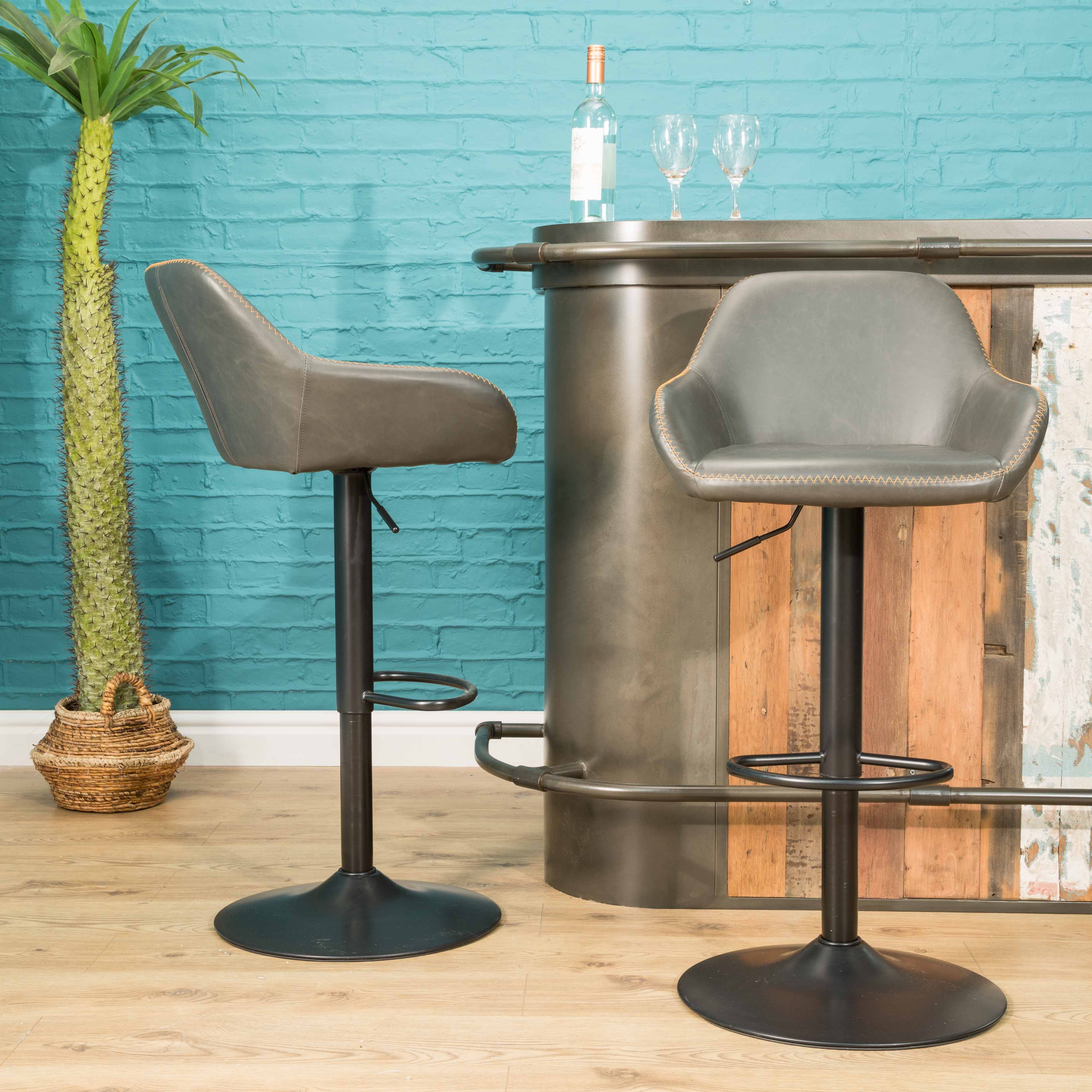 Baxter Grey Gas Lift Set of Two Kitchen Bar Stools