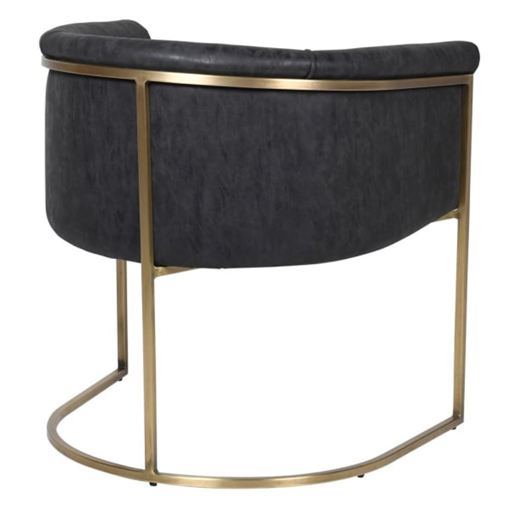 Black Faux Leather Curved Low Back Dining Chair - CLEARANCE