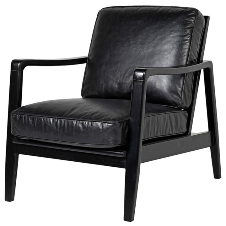 Black Vintage Leather Buckle Armchair