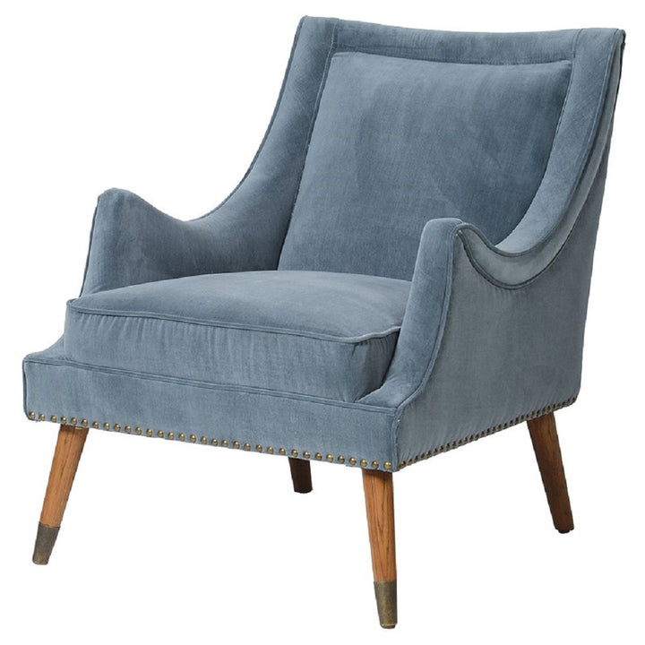Blue Velvet Curved Armchair
