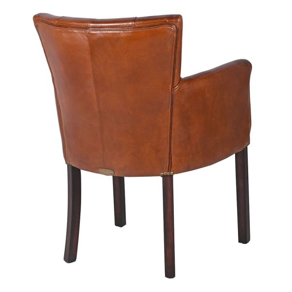 Bijoux Brown Leather Back Buttoned Club Armchair