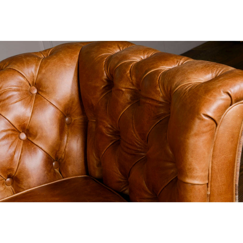 Brown Cerato Leather Caesar Two Seater Chesterfield Sofa