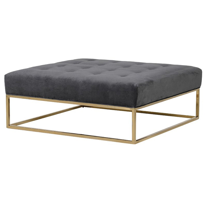 Charcoal Grey Velvet Square Ottoman Coffee Table