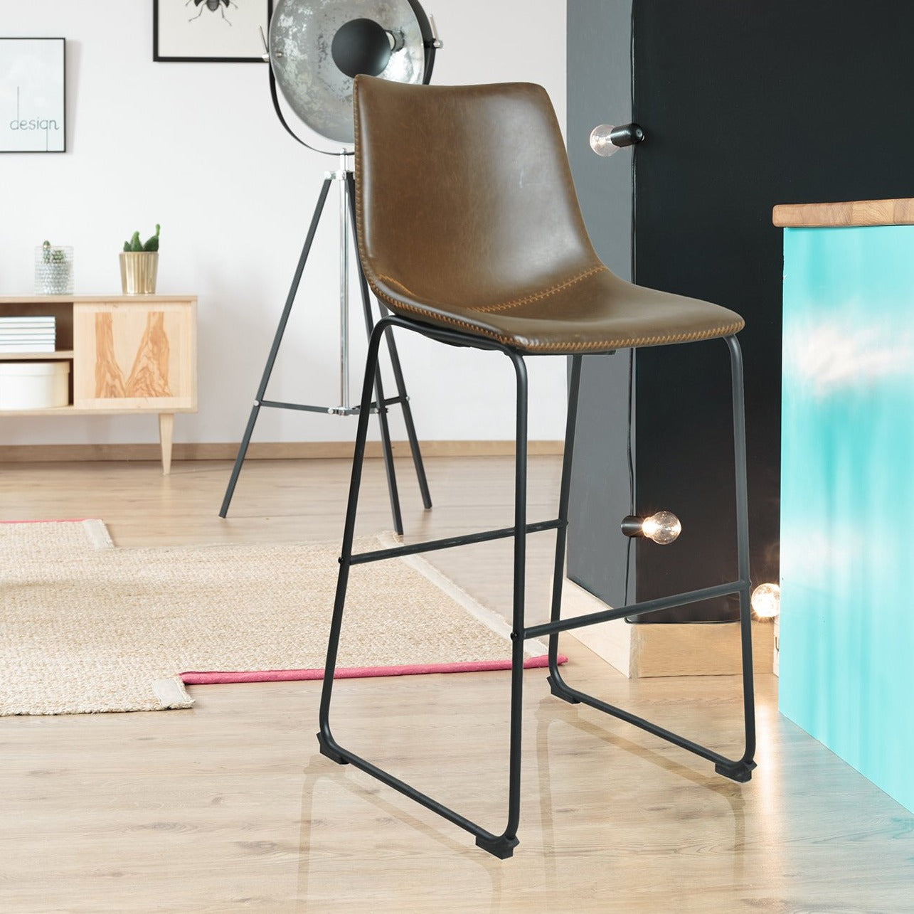 Dexter Chesnut Brown Set of Kitchen Two Bar Stools