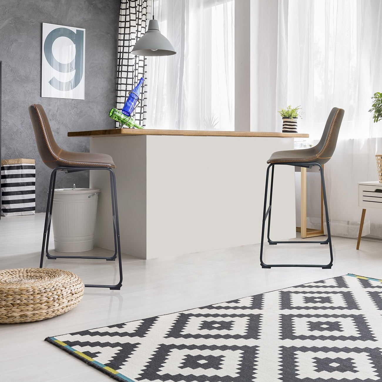 Dexter Chesnut Brown Set of Kitchen Two Bar Stools