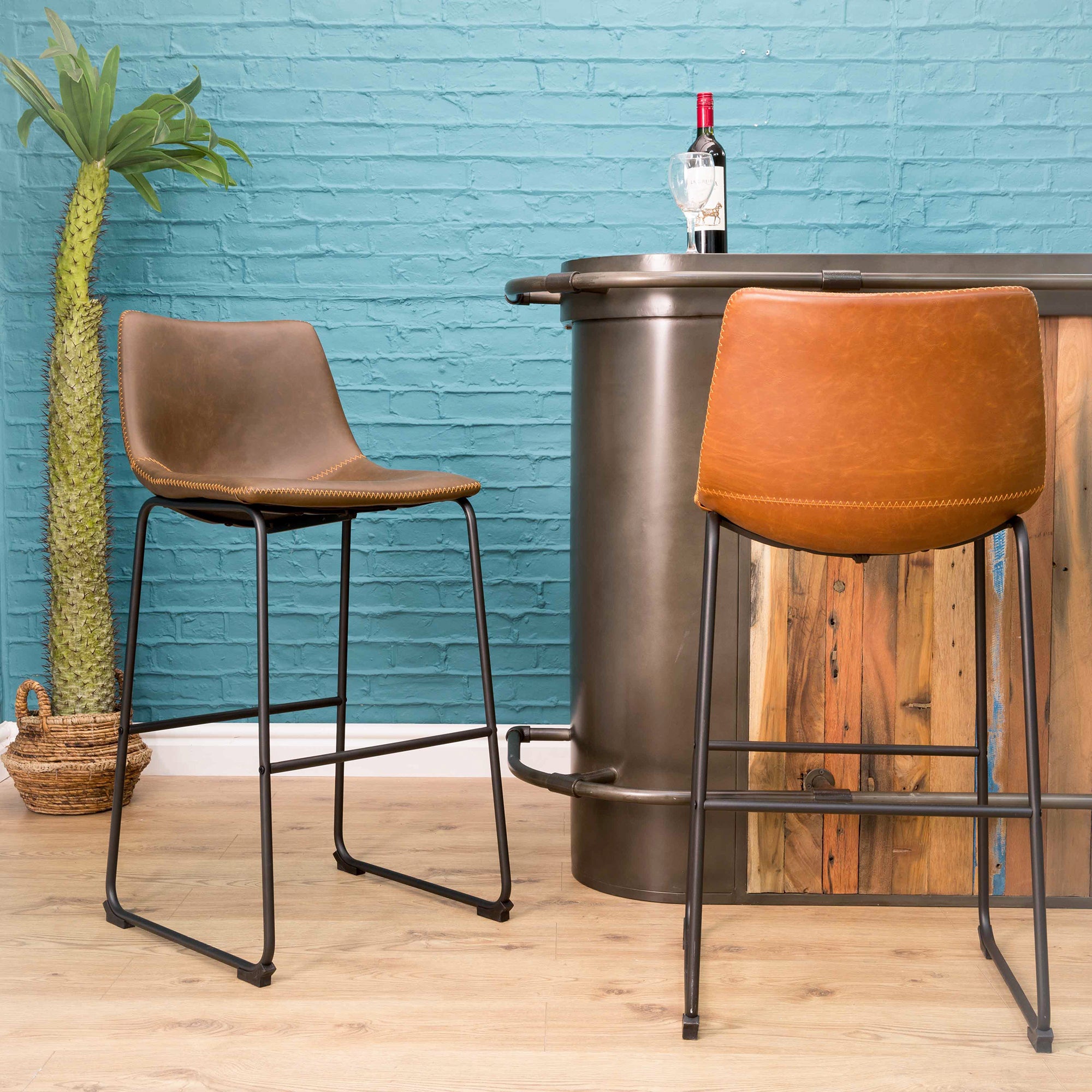Dexter Chesnut Brown Set of Kitchen Two Bar Stools