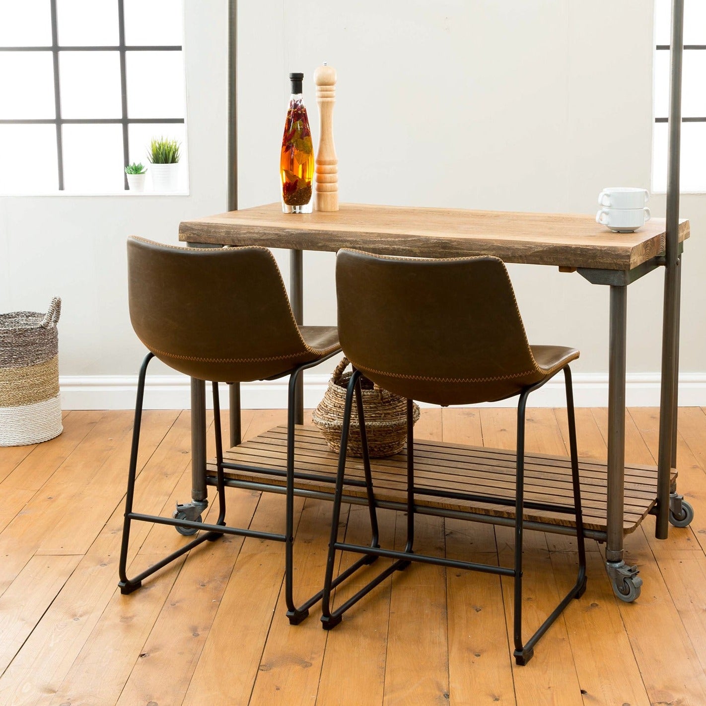 Dexter Chesnut Brown Set of Two Kitchen Counter Stools