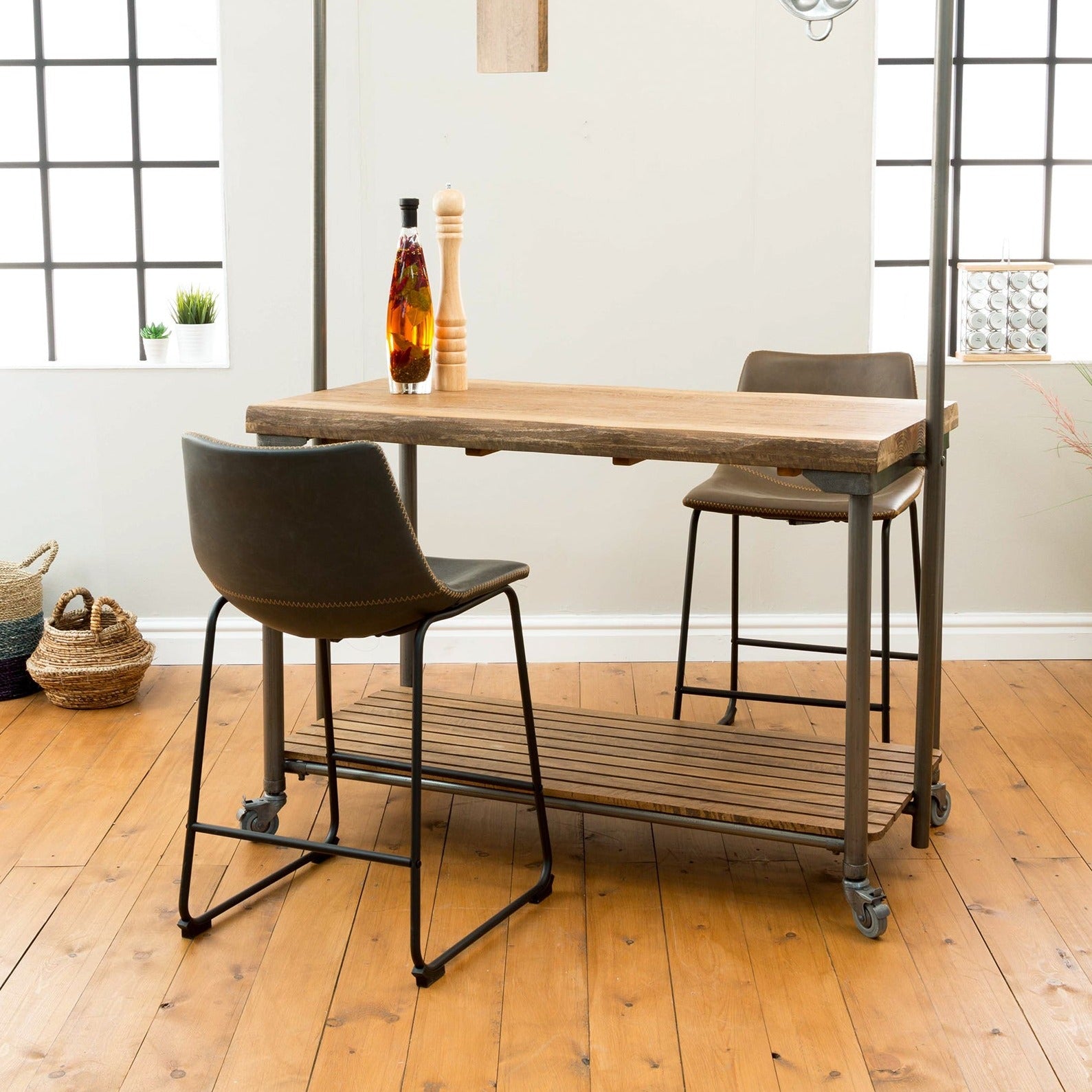 Dexter Grey Set of Two Kitchen Counter Stools