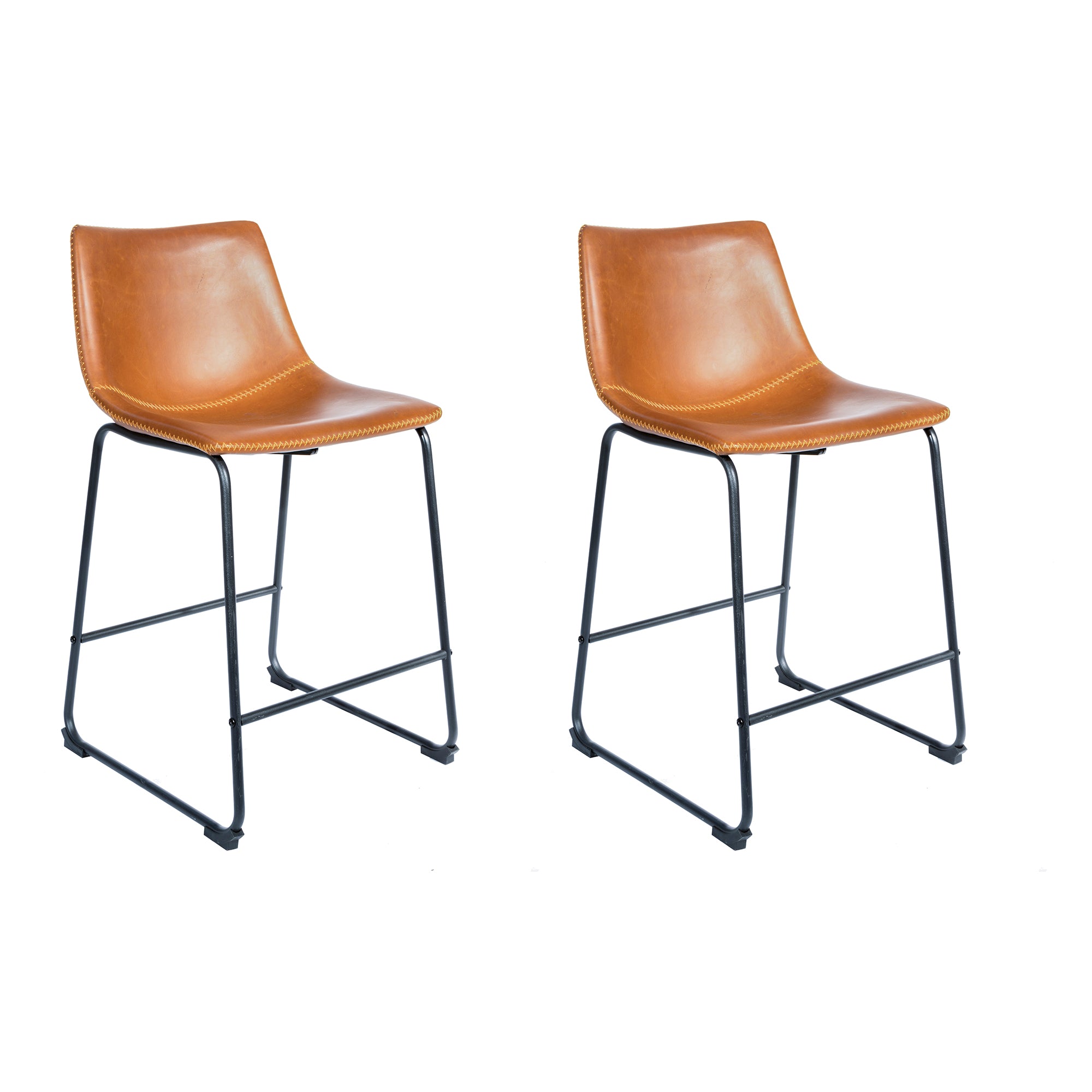 Dexter Tan Brown Set of Two Kitchen Counter Stools