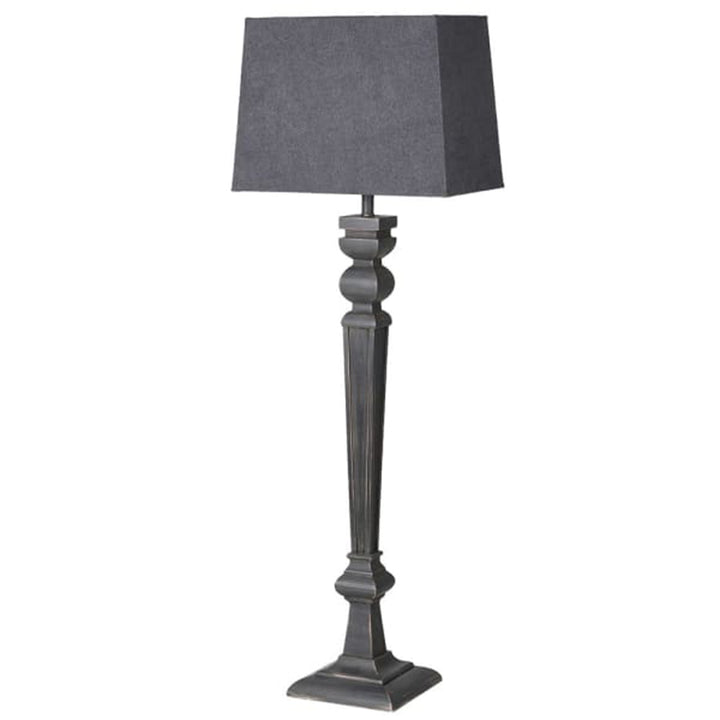 Extra Tall Black Floor Lamp with Grey Shade