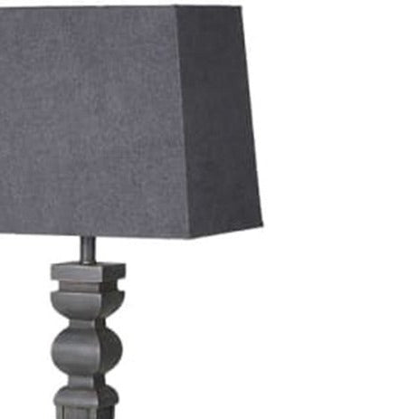 Extra Tall Black Floor Lamp with Grey Shade