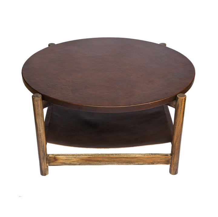Leather Sling Coffee Table With Leather Top
