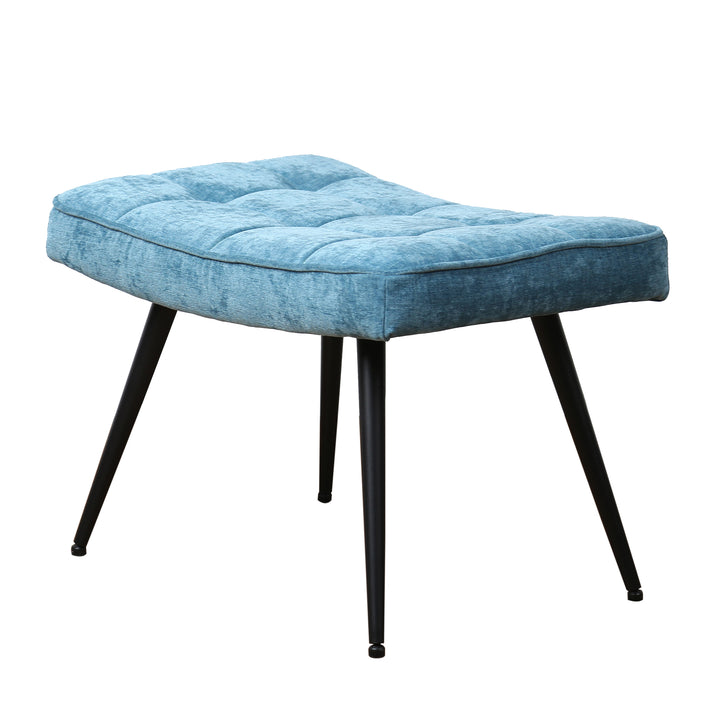 Gable Chenille Ocean Blue Footstool