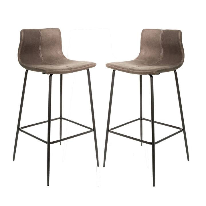 Grayson Moleskin Mussel Brown/Grey Set of Two Kitchen Bar Stools