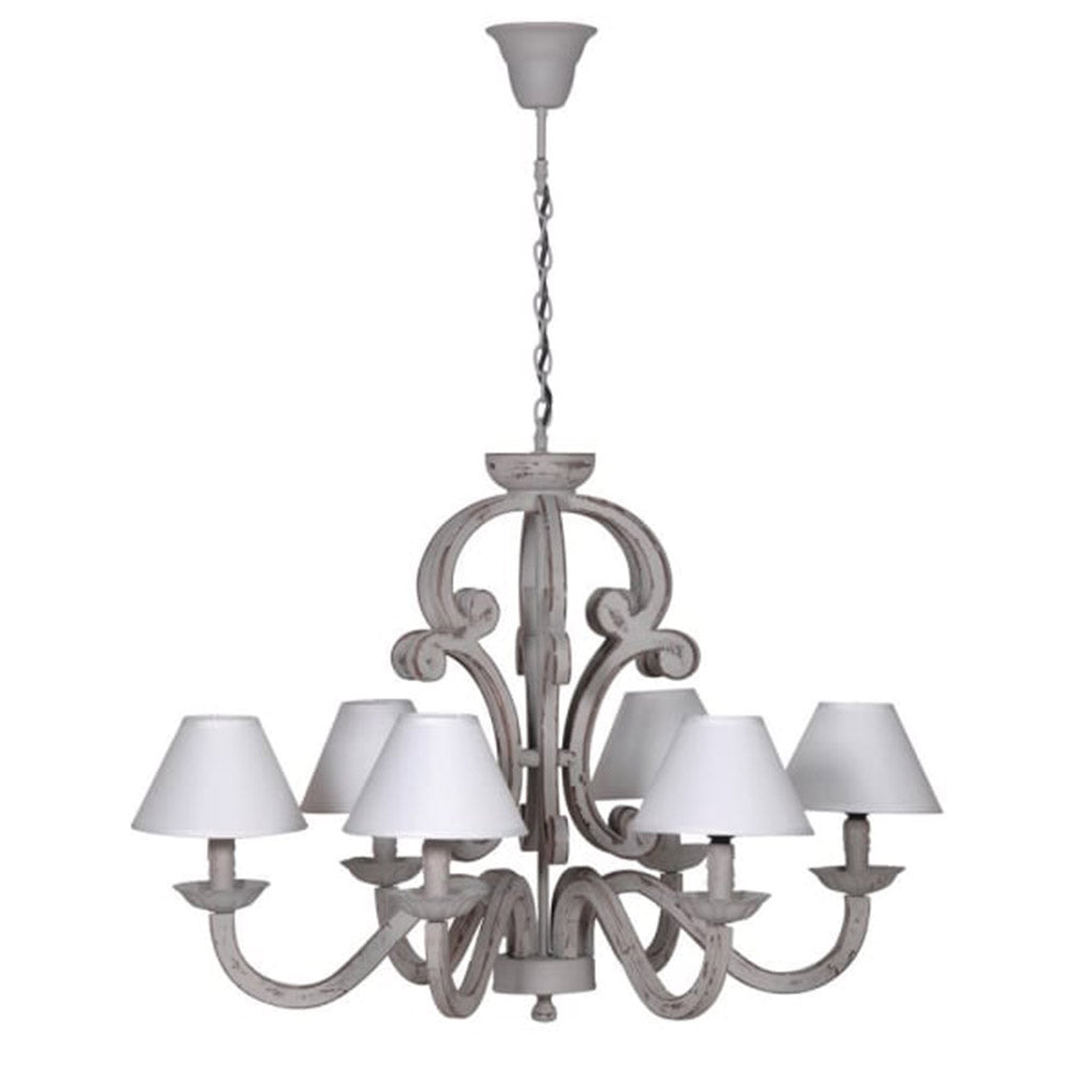 Grey Chandelier With Six Cream Shades