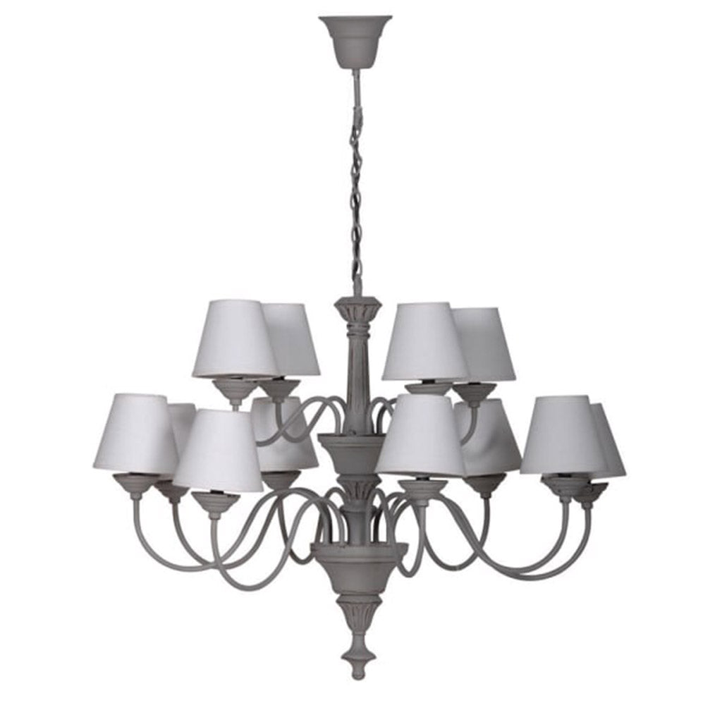 Grey Chandelier With Twelve Cream Shades