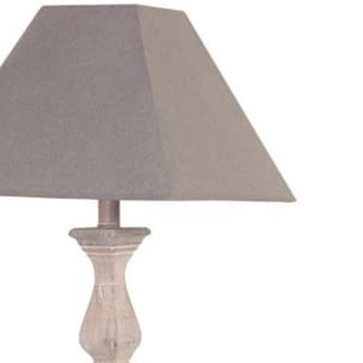 Grey Wash Wooden Block Table Lamp